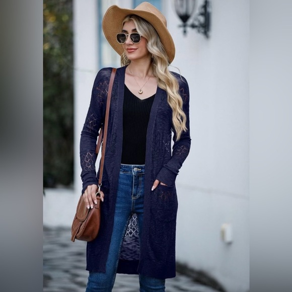 grecerelle Sweaters - NWT sz L navy blue cardigan lightweight
